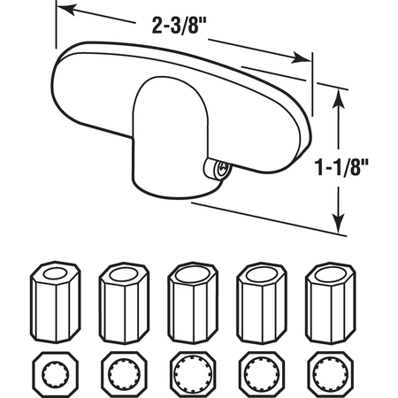 Prime-Line Universal, Aluminum Tee-Crank Casement Window Handle 2 Pack H 3885